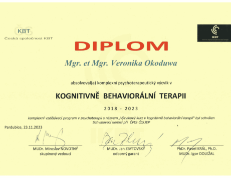 Veronika Okoduwa | Kognitivně behaviorální terapie diplom